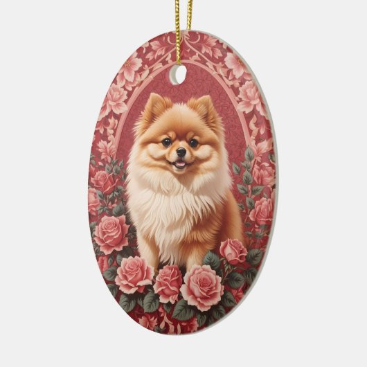 Elegante Pommerse hond William Morris geïnspireerd Keramisch Ornament (Links)