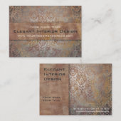 Elegante Pompeii Damask Shimmer rood en goud Visitekaartje (Voorkant / Achterkant)