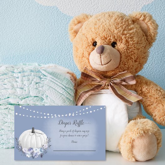 Elegante Pompoen Baby Luier Raffle Dusty Blue Informatiekaartje