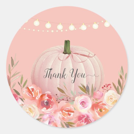 Elegante Pompoen Bedankt Ronde Sticker (Voorkant)