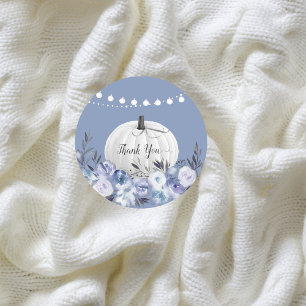 Elegante Pompoen Bedankt Stofblauw Ronde Sticker