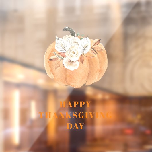 Elegante pompoen & bloemen | Fijne Thanksgiving Raamsticker (Vel 2)
