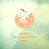Elegante pompoen & bloemen | Fijne Thanksgiving Raamsticker (Vel 3)
