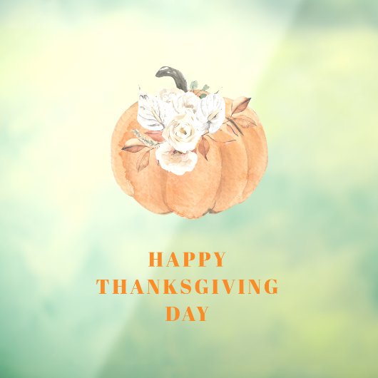 Elegante pompoen & bloemen | Fijne Thanksgiving Raamsticker (Vel 3)