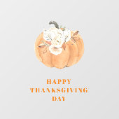 Elegante pompoen & bloemen | Fijne Thanksgiving Raamsticker (Vel)