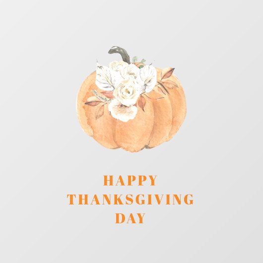Elegante pompoen & bloemen | Fijne Thanksgiving Raamsticker (Vel)
