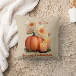 Elegante pompoen & bloemen Halloween Kussen