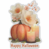 Elegante pompoen & bloemen Halloween Sticker (Voorkant)