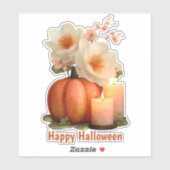 Elegante pompoen & bloemen Halloween Sticker (Vel)
