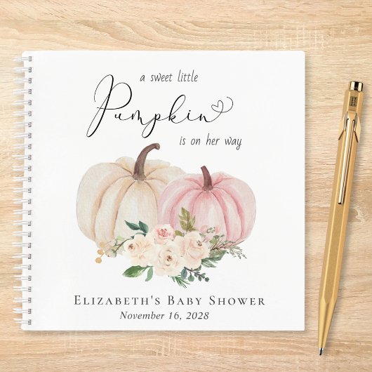 Elegante pompoen bloemenbaby meisje douche gastenb notitieboek