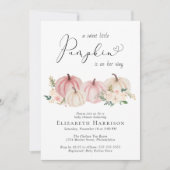 Elegante pompoen bloemenbaby meisje douche kaart (Voorkant)