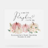 Elegante pompoen bloemenbaby meisje douche welkom acryl bord (Voorkant)