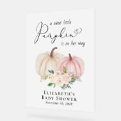 Elegante pompoen bloemenbaby meisje douche welkom acryl bord (Hoek)