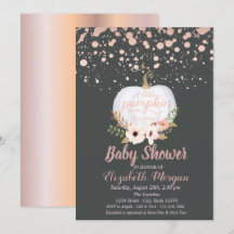 Elegante Pompoen, Bloemig, Roze Gouden Baby Shower