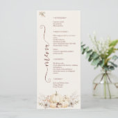 Elegante Pompoen Bloemige Bruiloft Menu (Staand voorkant)