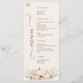 Elegante Pompoen Bloemige Bruiloft Menu (Voorkant)