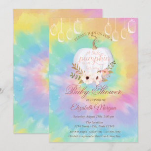 Elegante Pompoen, Bloemige Tie Dye Baby Shower Kaart