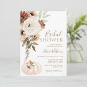 Elegante pompoen Boho bruids douche uitnodiging (Staand voorkant)