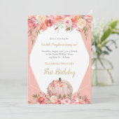 Elegante pompoen eerste verjaardag Roos Gold Kaart (Staand voorkant)