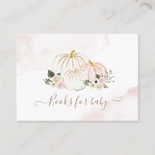 elegante pompoen florale baby shower omhullingskaa informatiekaartje (Achterkant)