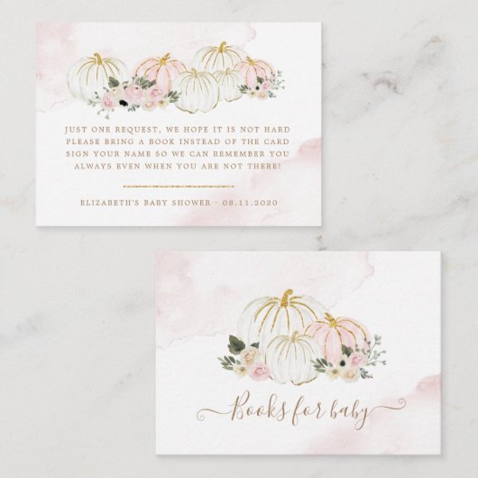 elegante pompoen florale baby shower omhullingskaa informatiekaartje (Voorkant / Achterkant)