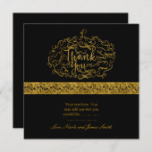 Elegante pompoen Halloween Herfst Gold bedankkaart (Voorkant / Achterkant)