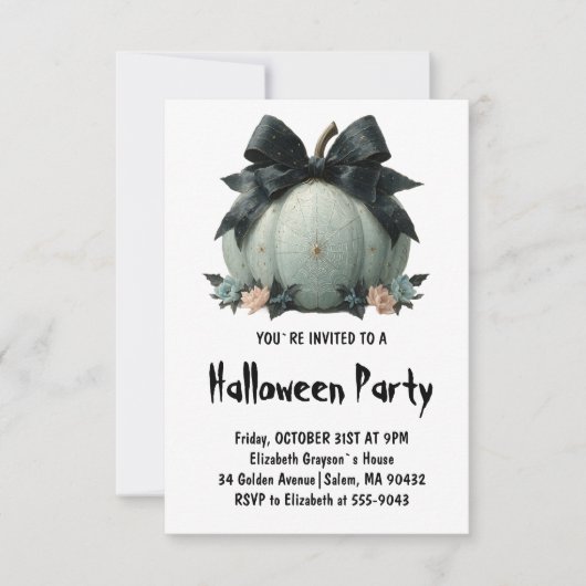 Elegante pompoen Halloween Party Design Kaart (Voorkant)