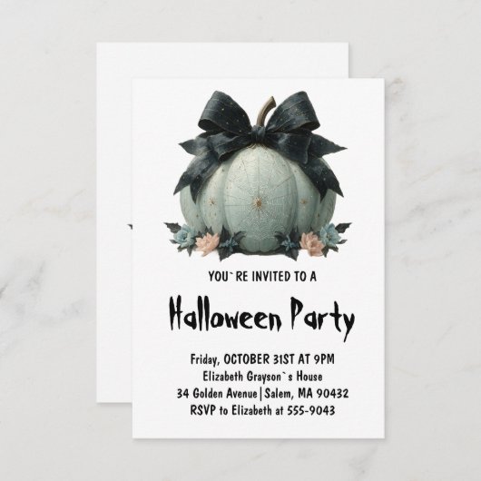 Elegante pompoen Halloween Party Design Kaart (Voorkant / Achterkant)
