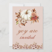 Elegante Pompoen Herfst Bloemige Uitnodiging (Achterkant)