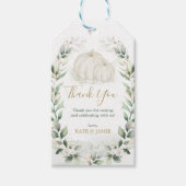 Elegante pompoen Herfst groen gouden krans gunsten Cadeaulabel (Voorkant)