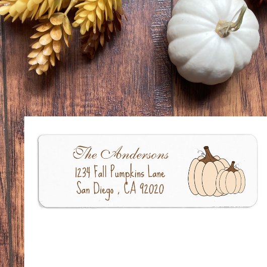 Elegante Pompoen Herfst Retouradreslabels Etiket