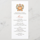 Elegante Pompoen Kam Script Thanksgiving Diner Menu (Voorkant)