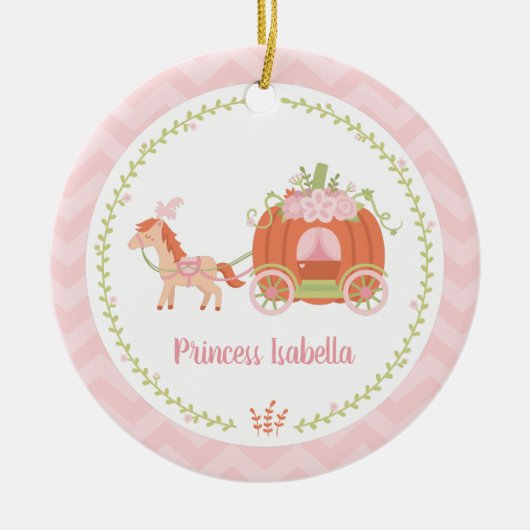 Elegante Pompoen Koets Prinses Meisje Ornament (Voorkant)