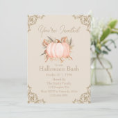 Elegante pompoen neutrale toon Halloween Kaart (Staand voorkant)