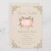 Elegante pompoen neutrale toon Halloween Kaart (Voorkant / Achterkant)