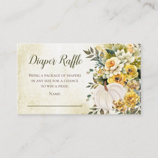 Elegante Pompoen Oogst Baby shower Luier Raffle Informatiekaartje (Voorkant)