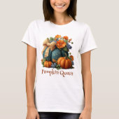 Elegante pompoen Queen Floral Halloween kunst T-shirt (Voorkant)