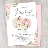 Elegante pompoen roze bloemenbaby meisje douche kaart