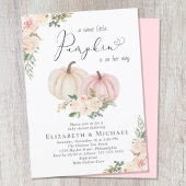 Elegante pompoen roze bloemenbaby meisje douche kaart