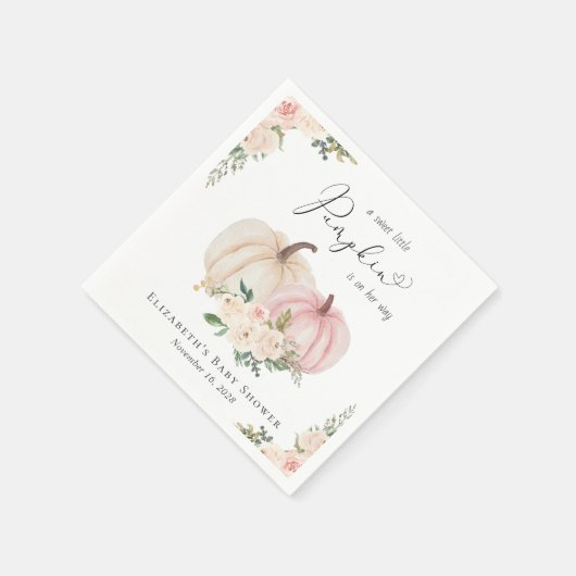 Elegante pompoen roze bloemenbaby meisje douche servet (Hoek)