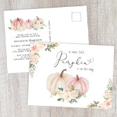 Elegante pompoen roze bloemenbaby meisje douche uitnodiging briefkaart
