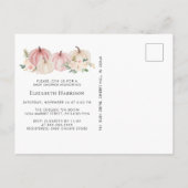 Elegante pompoen roze bloemenbaby meisje douche uitnodiging briefkaart (Achterkant)