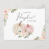 Elegante pompoen roze bloemenbaby meisje douche uitnodiging briefkaart (Voorkant)