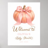 Elegante pompoen roze boog Baby shower Welkom Poster (Voorkant)