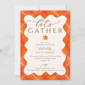 Elegante pompoen Sinaasappel Plaid Thanksgiving Di Kaart (Voorkant)