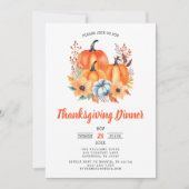 Elegante pompoen Thanksgiving Dinner Invitation Kaart (Voorkant)