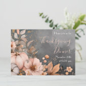 Elegante pompoen Thanksgiving Dinner Invitation Kaart (Staand voorkant)