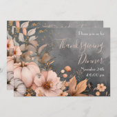 Elegante pompoen Thanksgiving Dinner Invitation Kaart (Voorkant / Achterkant)