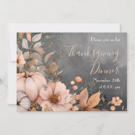 Elegante pompoen Thanksgiving Dinner Invitation Kaart