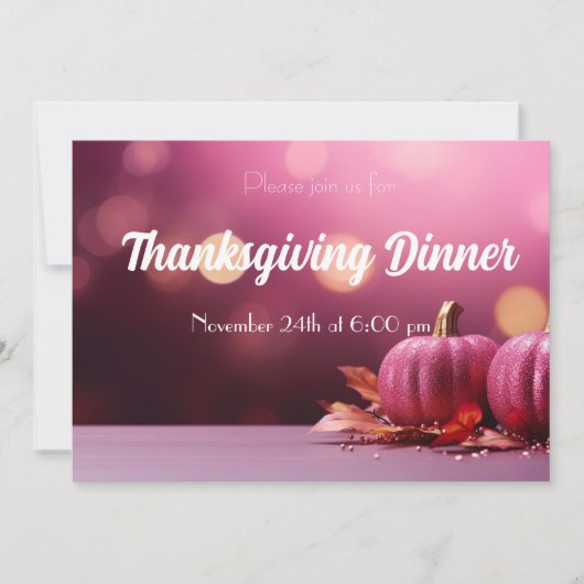 Elegante pompoen Thanksgiving Dinner Invitation Kaart (Voorkant)